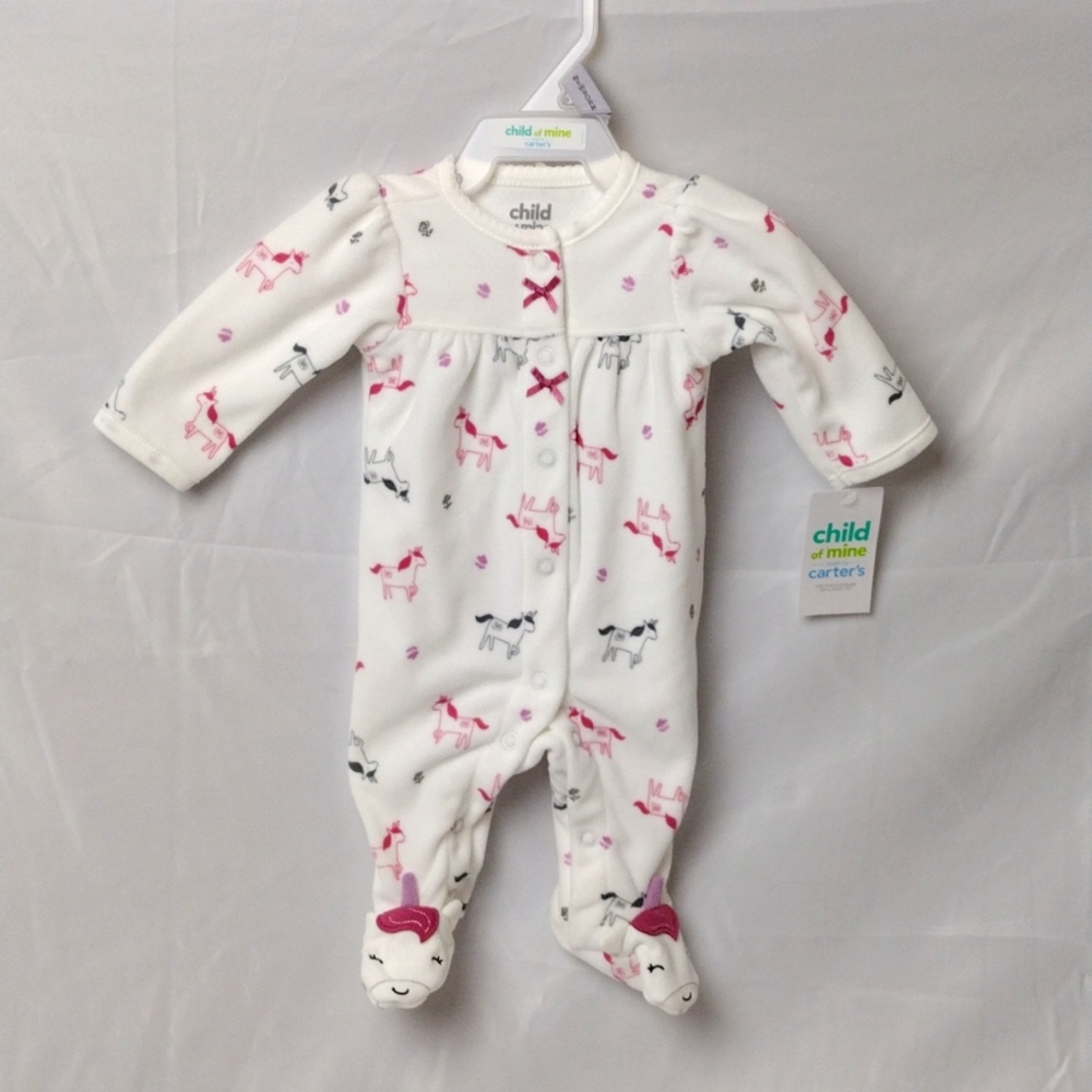 Carter's - Girls - Child of Mine - Newborn One piece sleeper - Pony Design